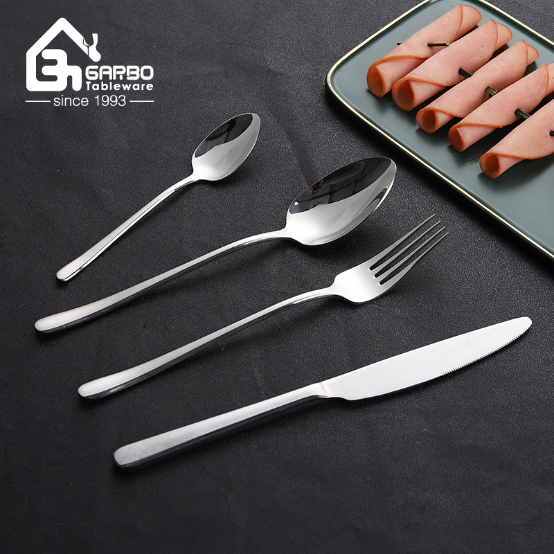 Hotel Supplies High-end Quality Simple Style Silver Stainless Steel Knife and Fork and Spoon