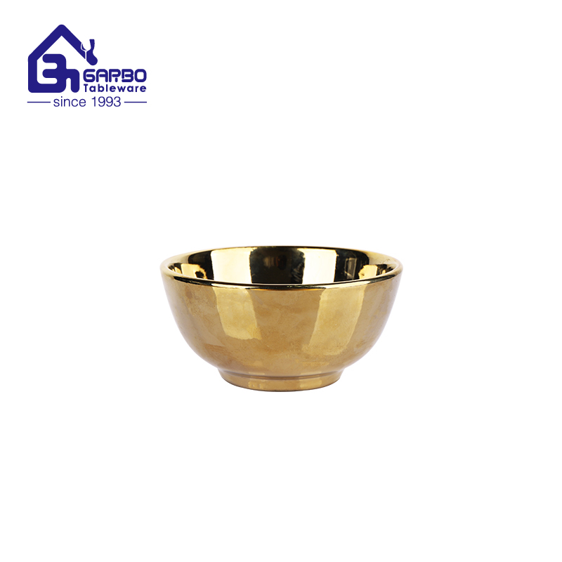 6 inch elegant gold ceramic rice bowl for wedding gift