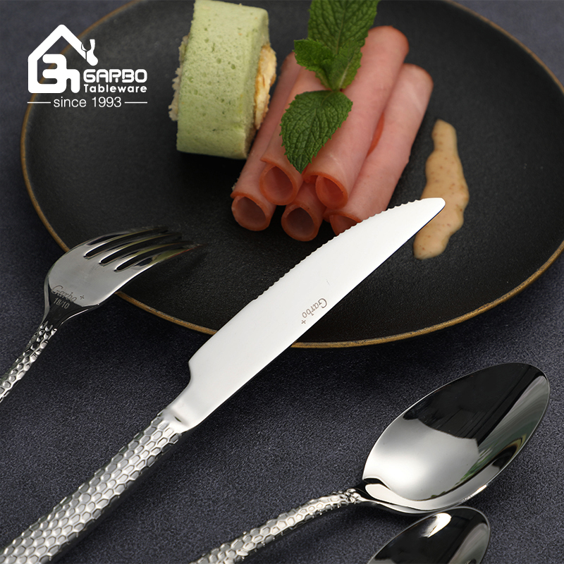 New design Garbo 18/10 stainless steel silver flatware set reusable cutlery high quality mirror polish stainless steel cutlery knife, fork and spoon