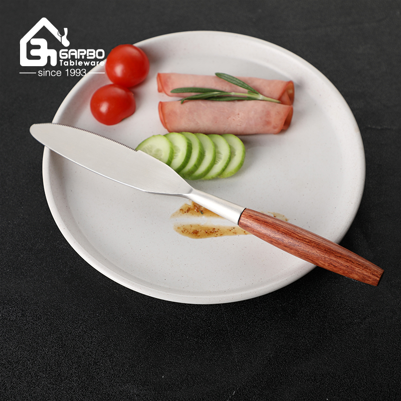 Stock Fast Shipment Cutlery Set with Wooden Handle Silver Stainless Steel Knife Fork and Spoons Set