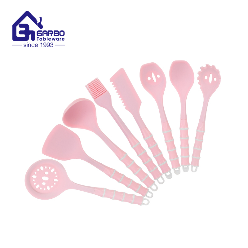 Natural style silicone solid spoon with wooden handle