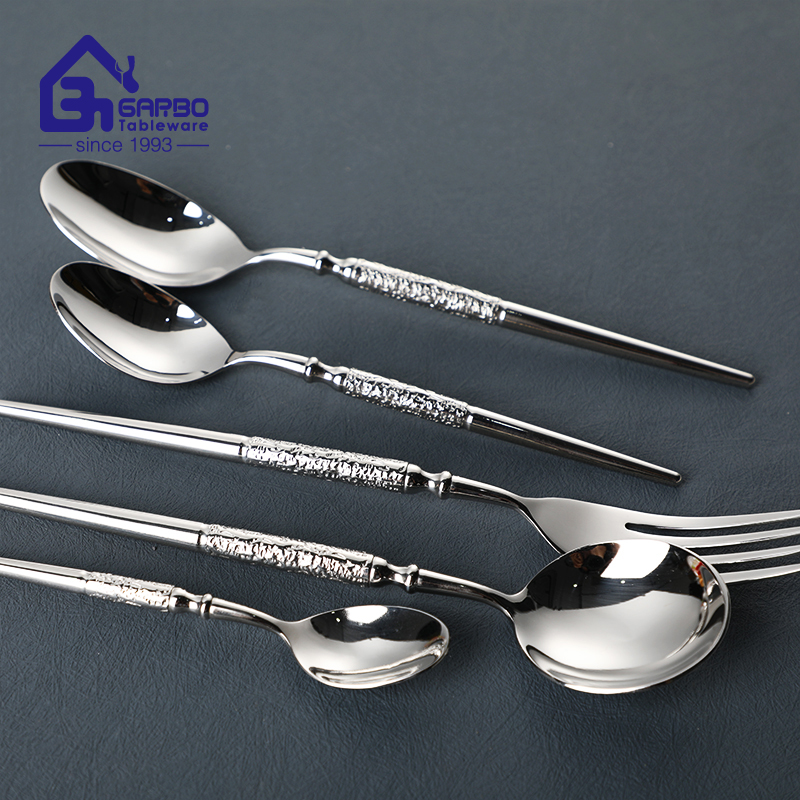 Dishwasher Safe Silver Cutlery 304 Stainless Steel Dinner Spoon Dessert and Tea Spoon