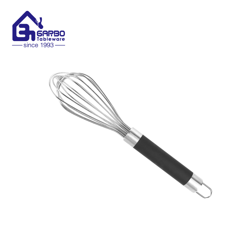 Silicone egg whisk with wooden hanle 8 inches egg beater