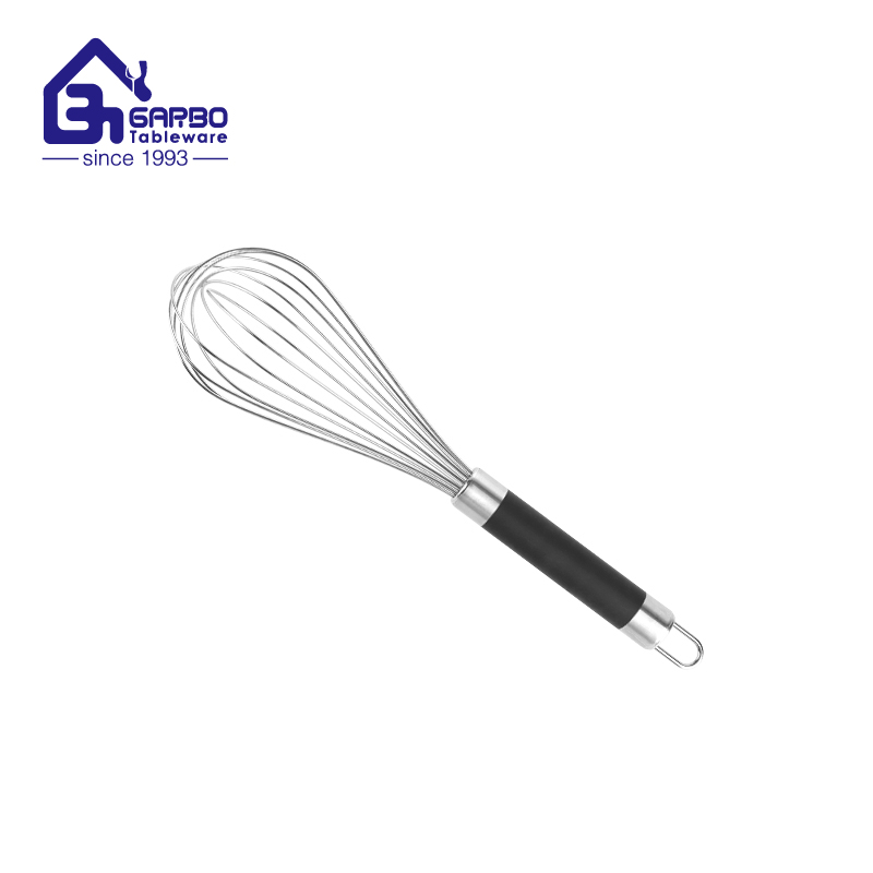 Silicone egg whisk with wooden hanle 8 inches egg beater