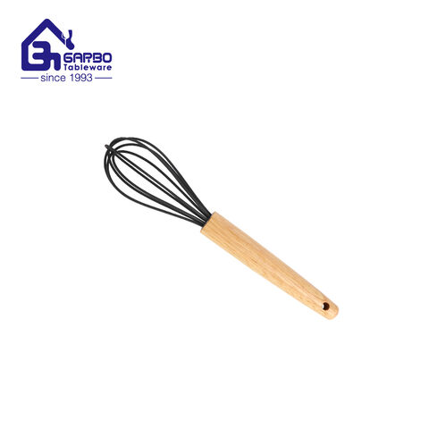Kitchen Gourment 9.4 inches Silicone Egg Whisk With Wooden Handle