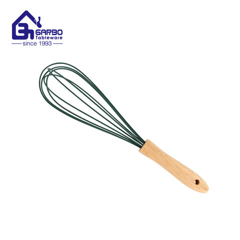 Kitchen Gourment 9.4 inches Silicone Egg Whisk With Wooden Handle