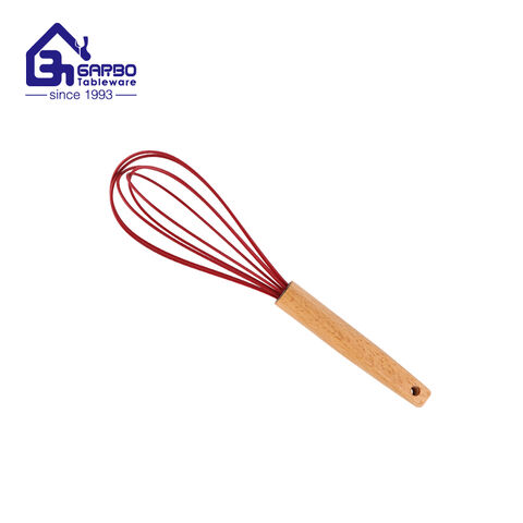 Kitchen Gourment 9.4 inches Silicone Egg Whisk With Wooden Handle
