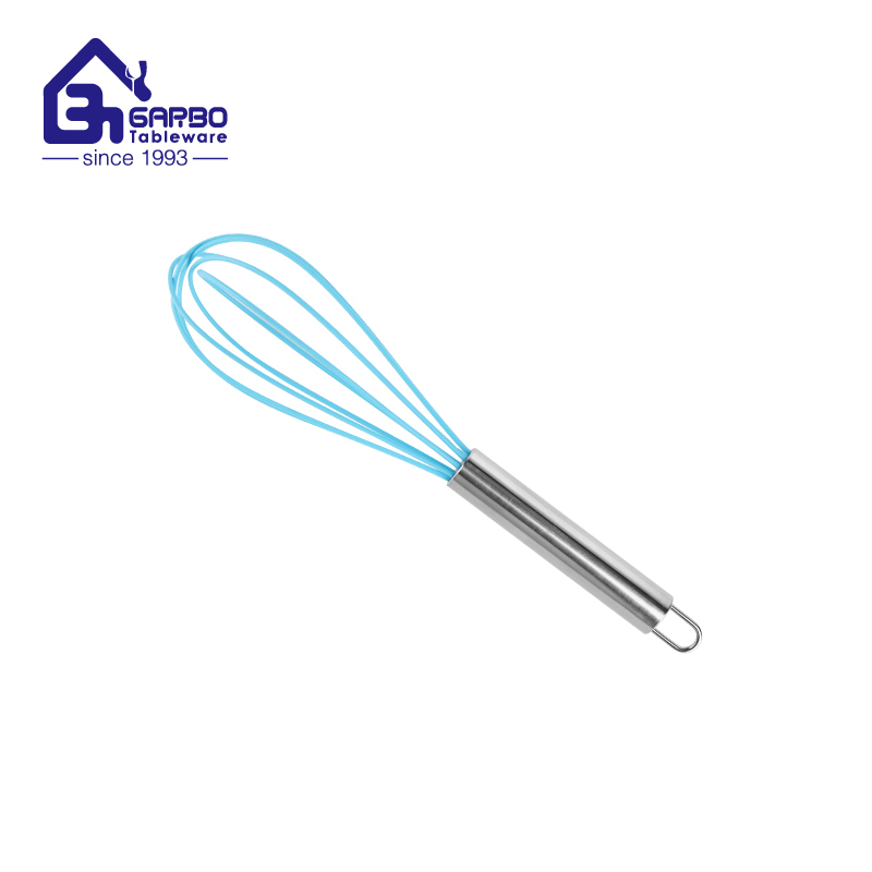 Durable Eco-Friendly Kitchen Tool Silicone Egg Beaters Whisk With Stainless Steel Handle 