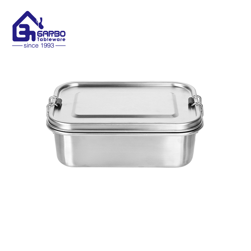 Rectangular Shape 1200ml 304 Stainless Steel Lunch Box with Plastic TPS+PP Lock Lid