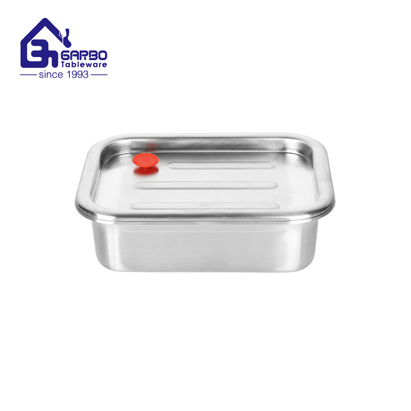 Rectangular Shape 1200ml 304 Stainless Steel Lunch Box with Plastic TPS+PP Lock Lid