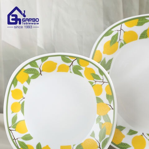 Customized Square Plates Bowls and Mugs with Lemon Design