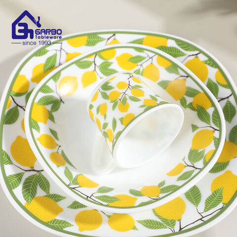 Customized Square Plates Bowls and Mugs with Lemon Design