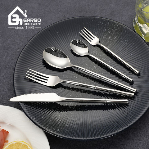 Bamboo Design Handle 5 and 20 Piece Stainless Steel Cutlery Set in Stock