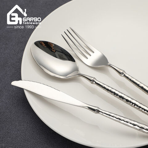 Multi-piece Stainless Steel Cutlery Set with Hammer Design Handle