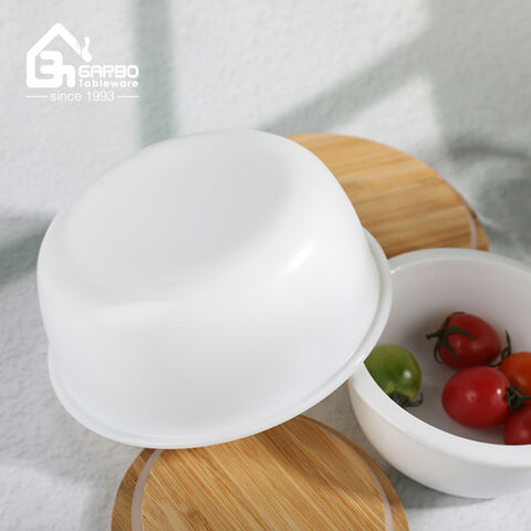 Stackable Opal Glass Food Storage Jars with Bamboo Lid, Multi-Size White Opal Glass Lunch Containers
