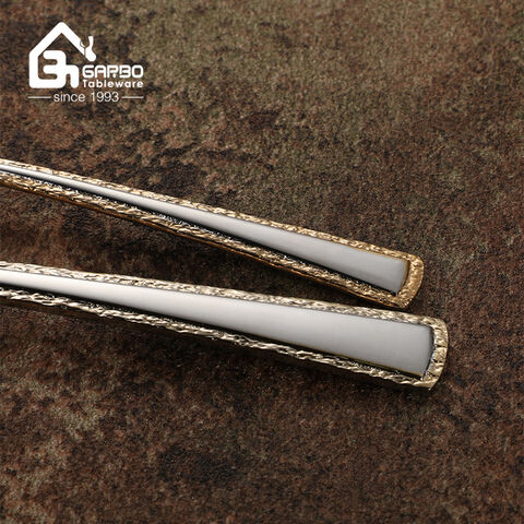 Gold Plated Handle Cutlery Set with Iron Holder Luxury Wedding Flatware 