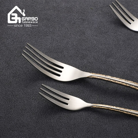 Gold Plated Handle Cutlery Set with Iron Holder Luxury Wedding Flatware 