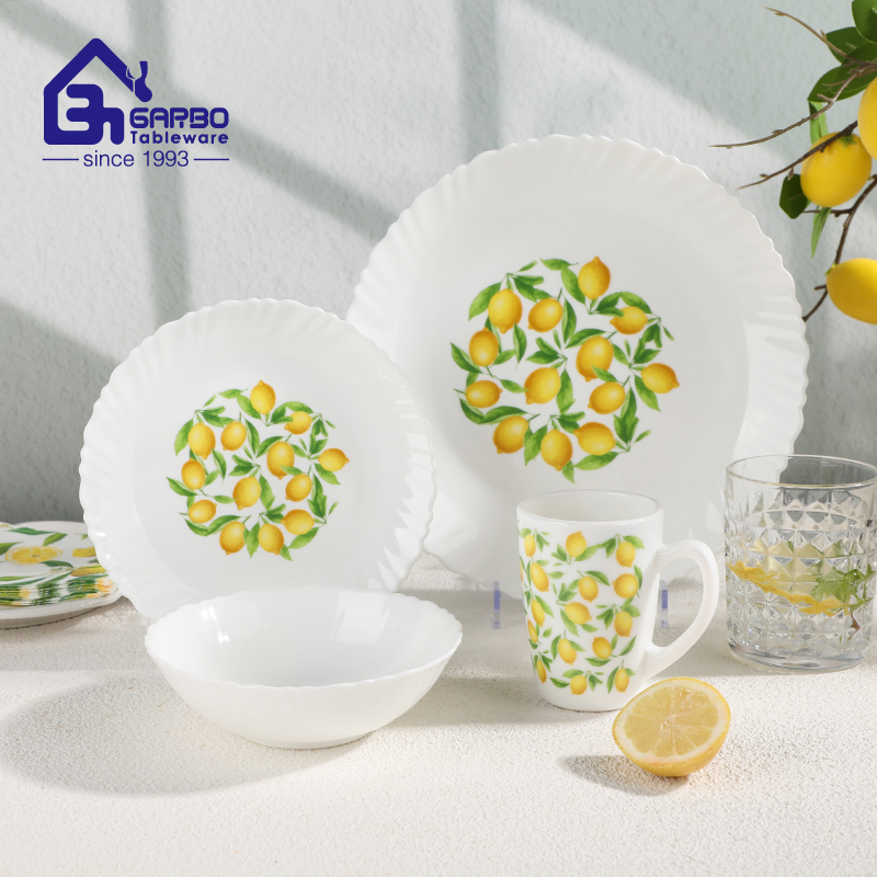 South American best-selling lemon decal heat-resistant glass dinner set for home use