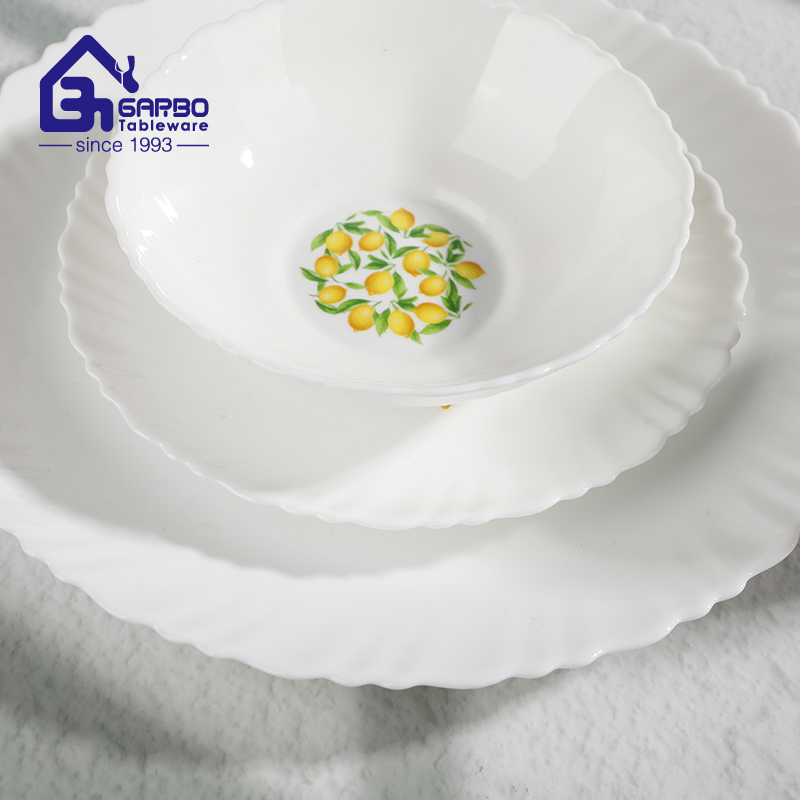 South American best-selling lemon decal heat-resistant glass dinner set for home use