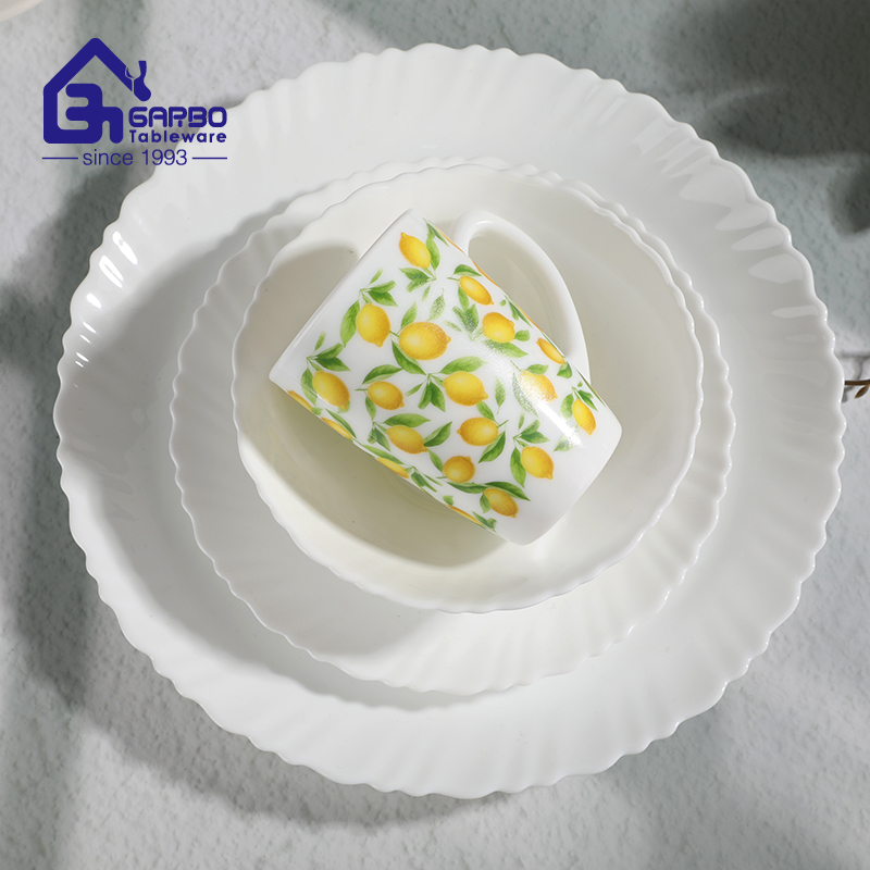 South American best-selling lemon decal heat-resistant glass dinner set for home use