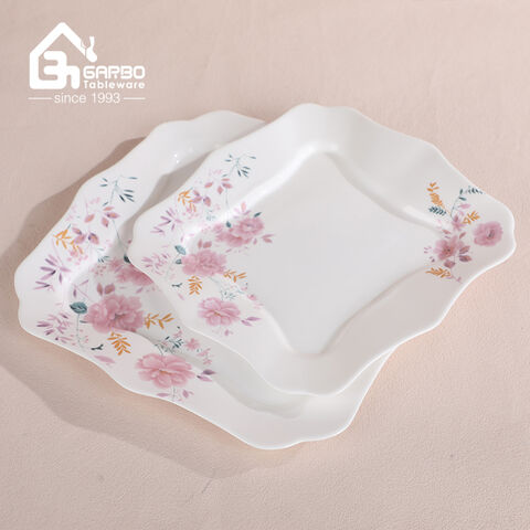 Garbo White and Black Opal Glass Dinner Set 60pcs