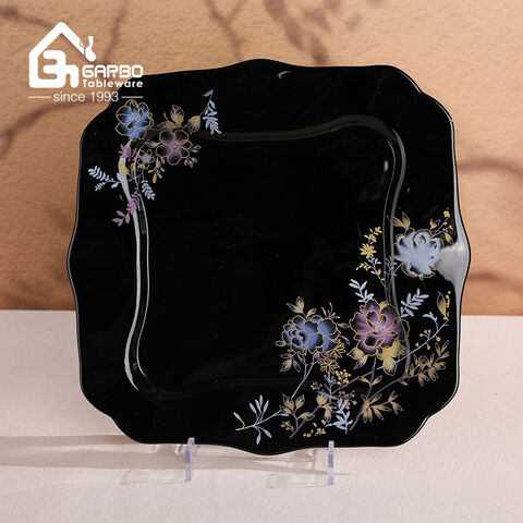 Garbo White and Black Opal Glass Dinner Set 60pcs