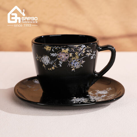 Garbo White and Black Opal Glass Dinner Set 60pcs