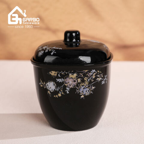 Garbo White and Black Opal Glass Dinner Set 60pcs