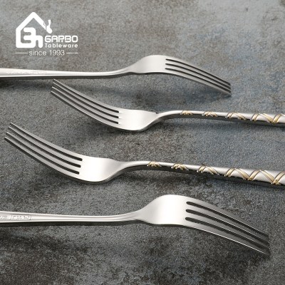Luxury Stainless Steel Cutlery Set With Storage Rack Gold Plaid Pattern Handle