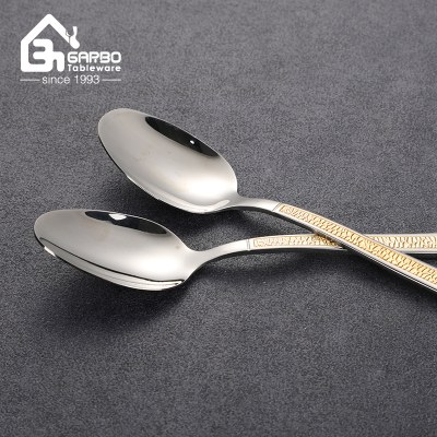 Gold Paint Embossed Handle Jiayang Factory Stainless Steel Cutlery Set