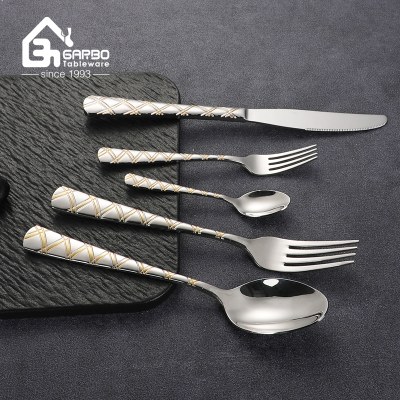 High Quality Mirror Polished Luxury Golden Handle Stainless Steel Flatware