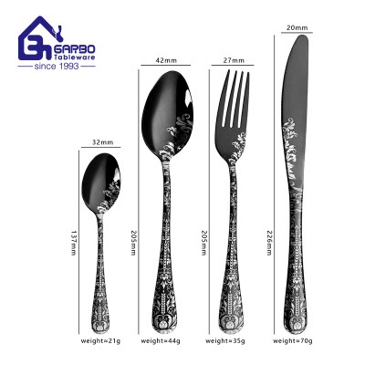 gold and black color flatware with 4pcs china supplier 