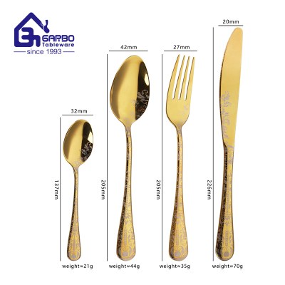 gold and black color flatware with 4pcs china supplier 