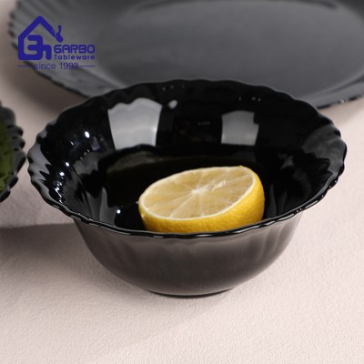 High Quality 6 inch black glass bowl for salad