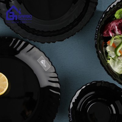 High Quality 6 inch black glass bowl for salad