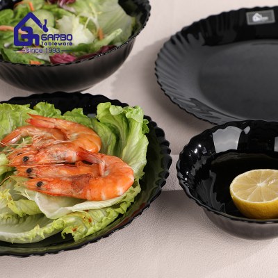 High Quality 6 inch black glass bowl for salad