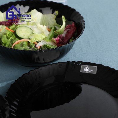 High Quality 6 inch black glass bowl for salad