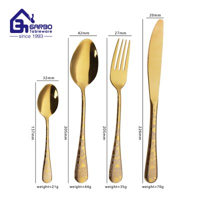 OEM ODM Flatware 13-0 stainless steel gold dinner knife
