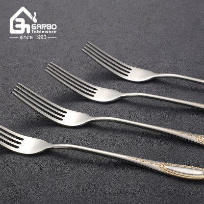 jieyang factory flat dinner fork with godlen handle 