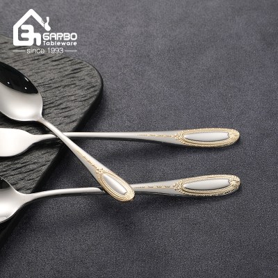 jieyang factory flat dinner fork with godlen handle 