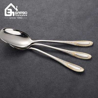 Factory Wholesale Royal Stainless Steel Dinner Spoon with Gold Handle