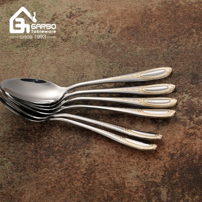 Factory Wholesale Royal Stainless Steel Dinner Spoon with Gold Handle