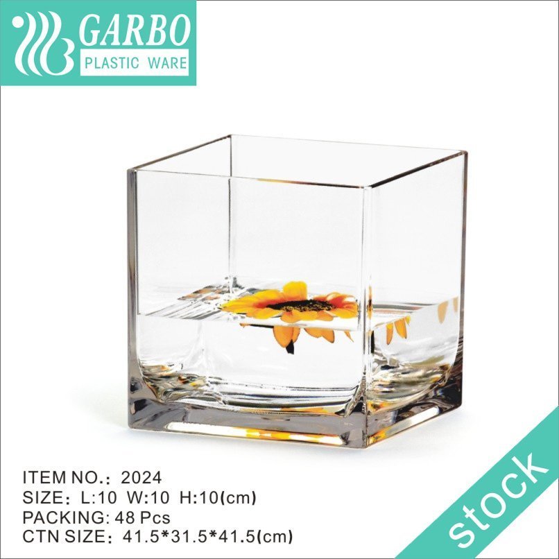 Clear engraved pattern 35cm height plastic vase for wedding decoration