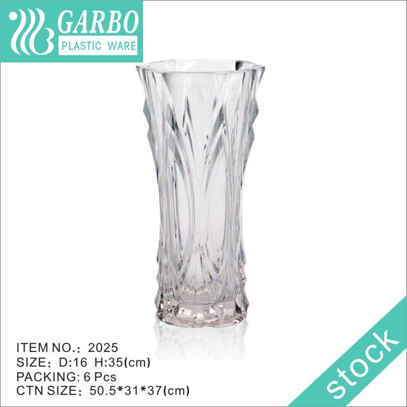 Home decoration Non Breakable Acrylic Plastic tall square Flower Vase