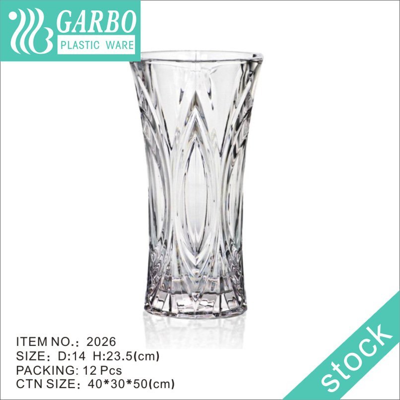 Vaso de plástico de 35 cm de altura com padrão claro para decoração de casamento