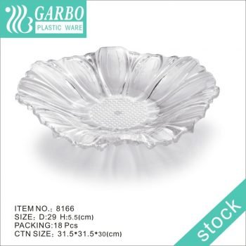 Elegant clear cheap price plastic flower shape fruit plate