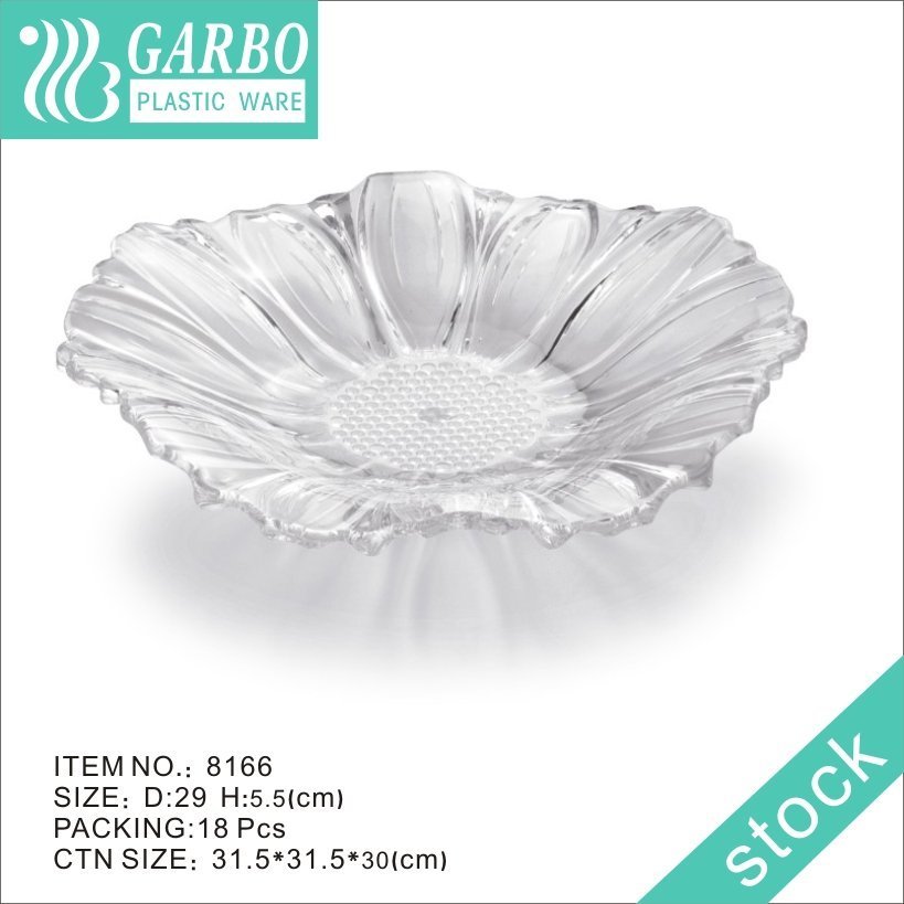 Elegant clear cheap price plastic flower shape fruit plate