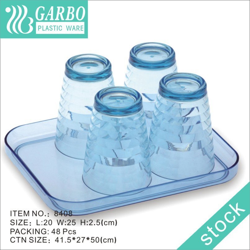 China supplier BPA free non-disposable colorful durable plastic water tumbler with serving tray