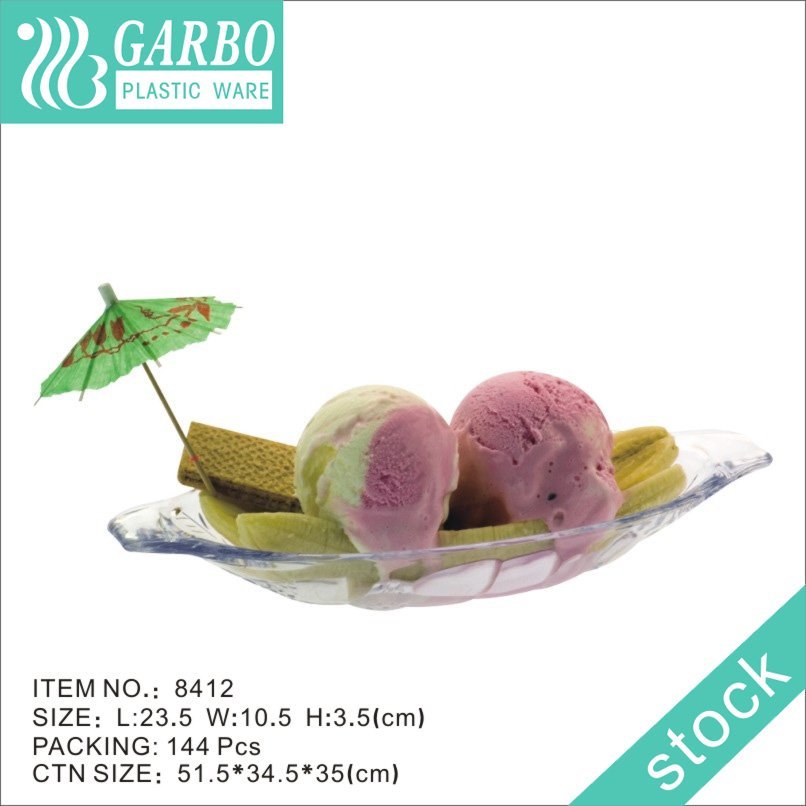 Copo de sorvete de pudim de gelatina de cone de plástico transparente de 400 ml