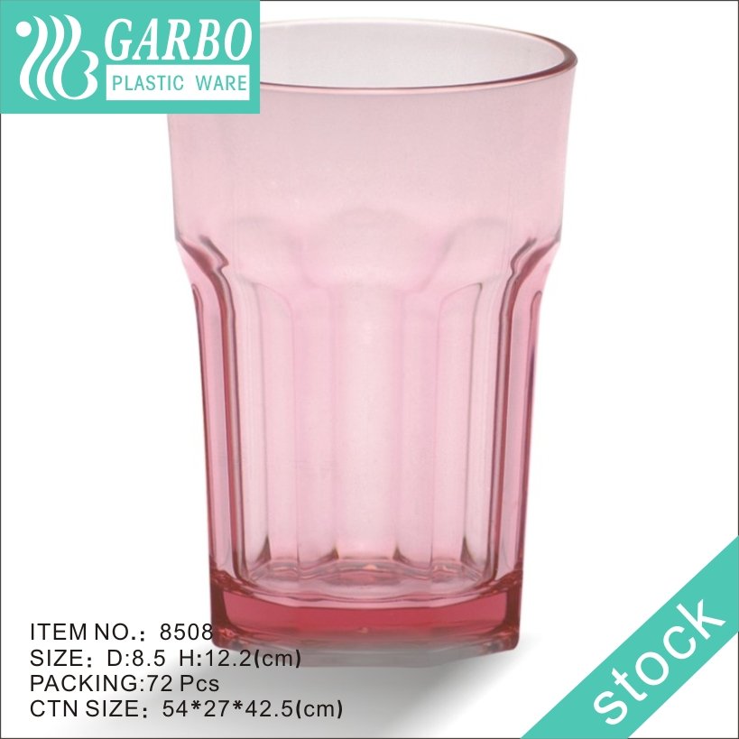 Precio barato diseño de roca transparente taza de cerveza de acrílico / PC barra fresca taza de whisky de 270 ml